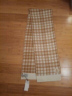 Gold and Cream Plaid Timberland Scarf, new with tags